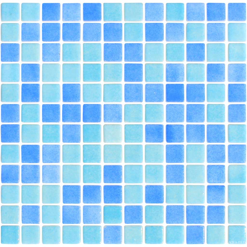 Fog Aqua Blue Blend 1" x 1" Glass Tile