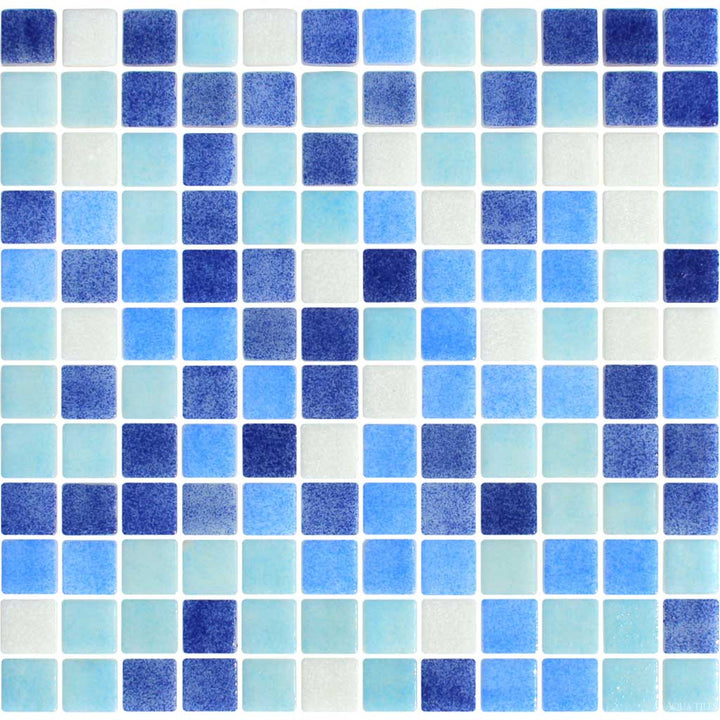 Fog Blue Blend 1x1 Glass Pool Tile