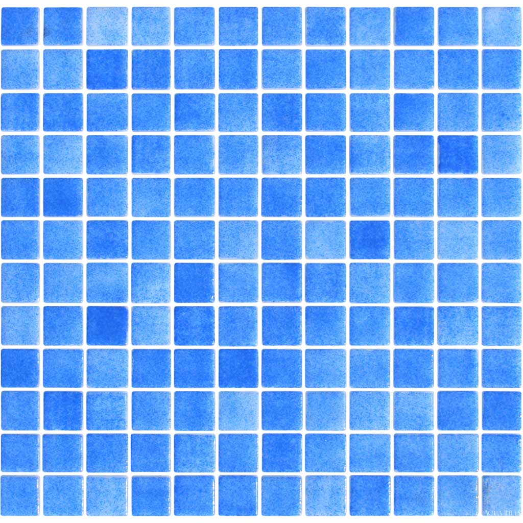 Fog Light Blue Slip Resistant 1" x 1" Glass Tile
