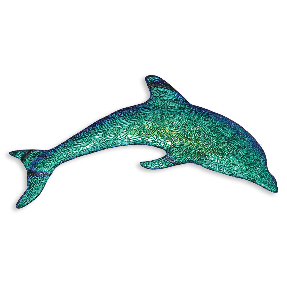 Decorative dolphin wall art with a floral pattern on a white background