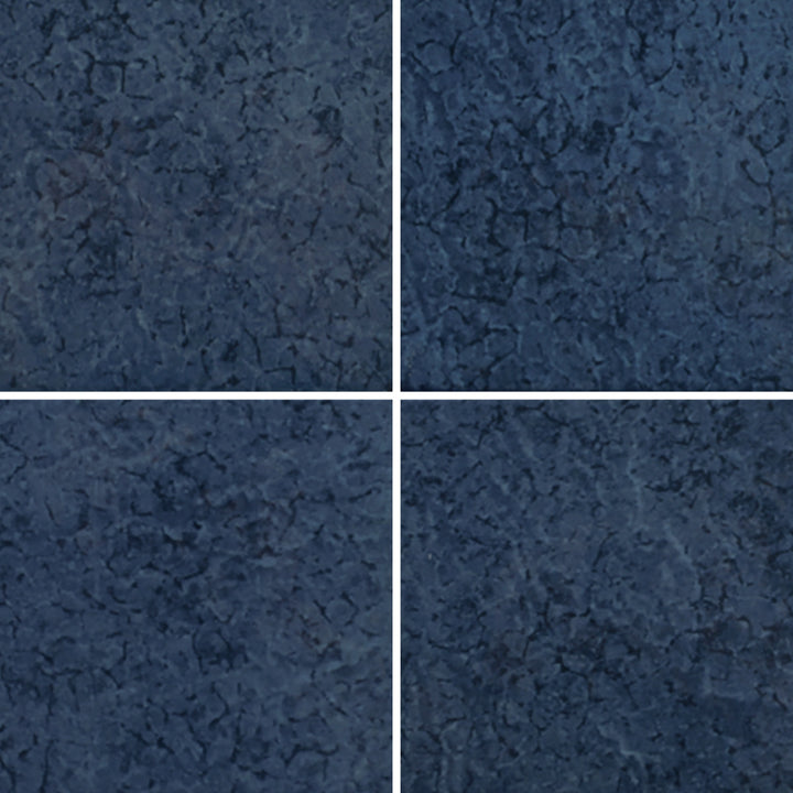 6x6 Aquatica Fusion II Series denim blue porcelain pool tile with textured stone inspired surface for pools, spas, and water features