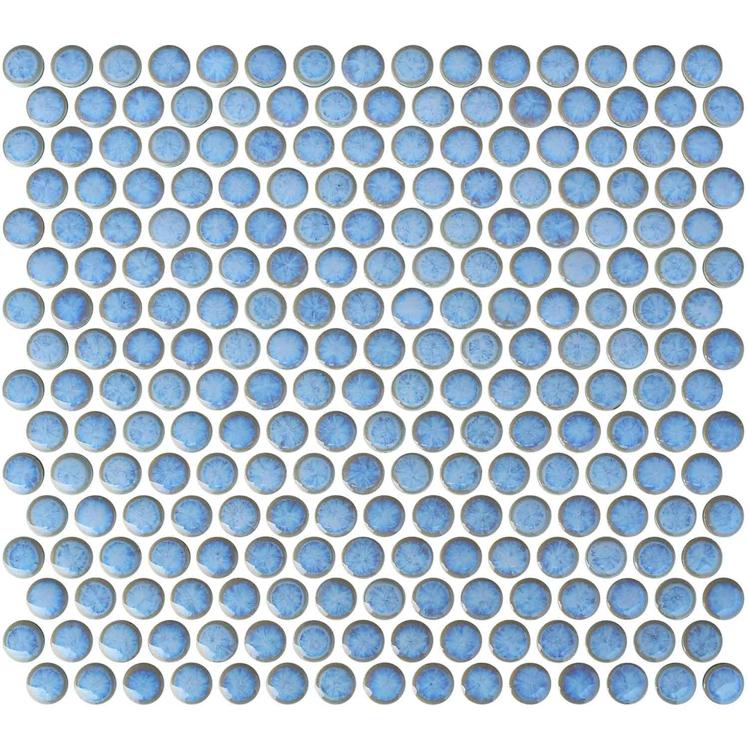 Glacier Blue Penny Round Porcelain Mosaics