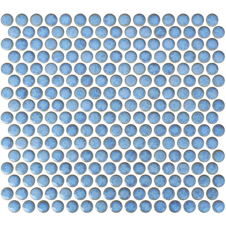 Glacier Blue Penny Round Porcelain Mosaics