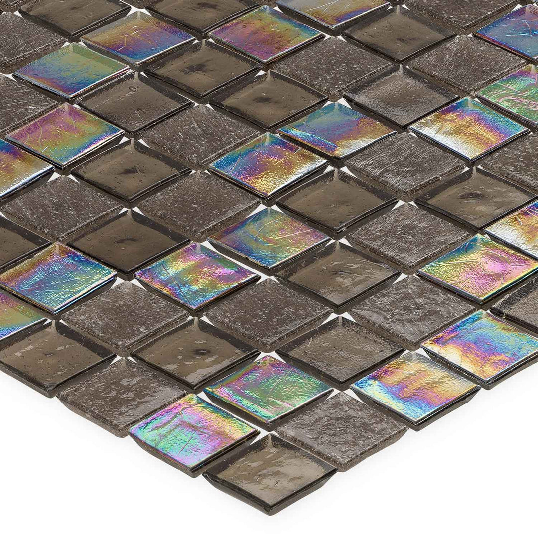 Half Moon Bay 1x1 Stacked Iridescent Recycled Glass Tile