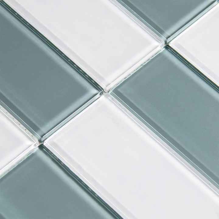 Harbor Gray 3x6 Checkerboard Glass Tile