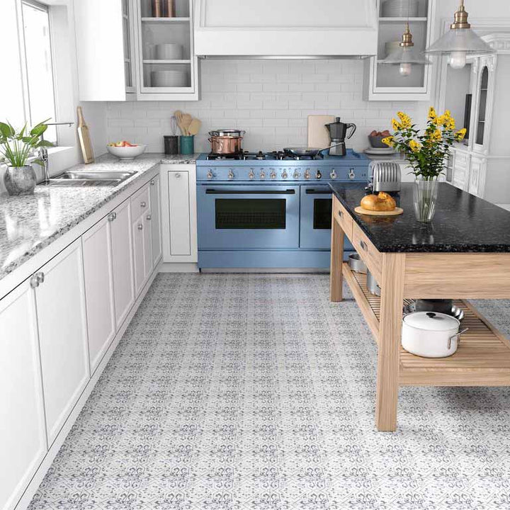 Heirloom 6x6 Porcelain Floor Tile Installed on Kitchen