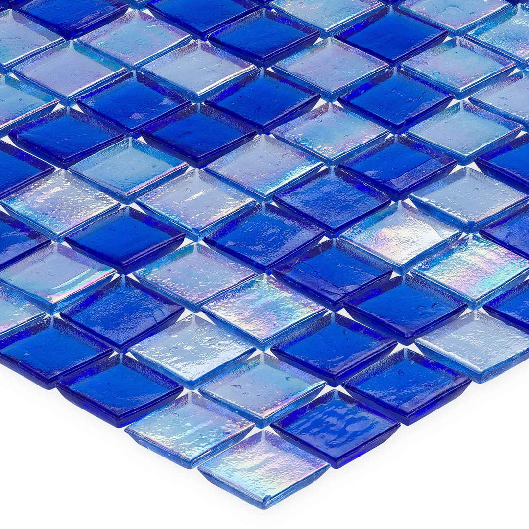 Hermosa 1x1 Stacked Recycled Iridescent Glass Tile Made in USA