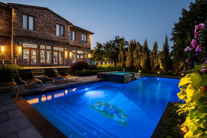 Hibiscus Trio Luxury Villa in Toronto Canada Glass Pool Mosaic