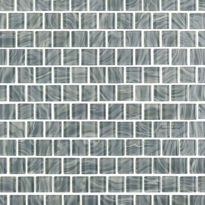 High Tide Gray 1x1 Waterline Glass Pool Tile and Backsplash Mosaic