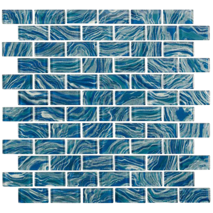 High Tide Navy 1x2 Glass Tile For Backsplash and Pool