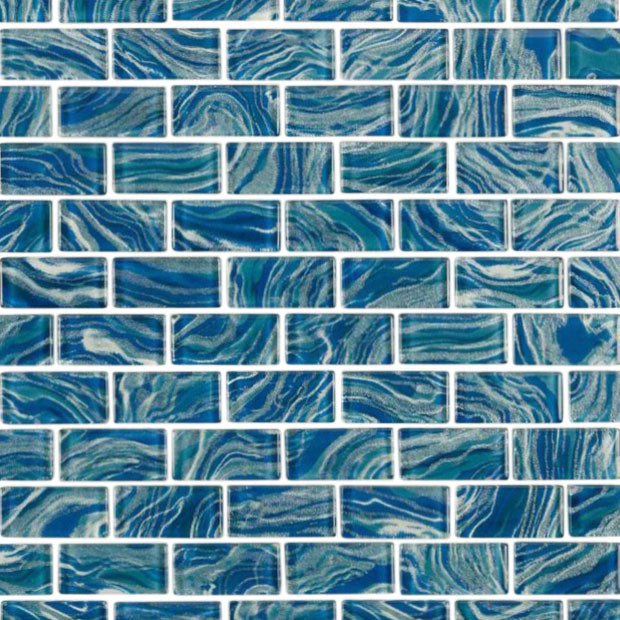 High Tide Navy 1x2 Glass Tile for Kitchen and Pool