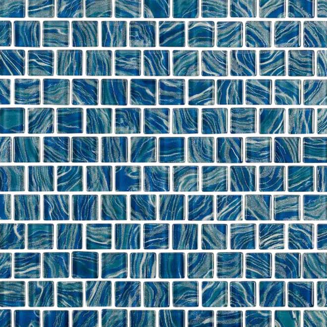 High Tide Navy Blue 1x1 Glass Pool Tile Mosaic