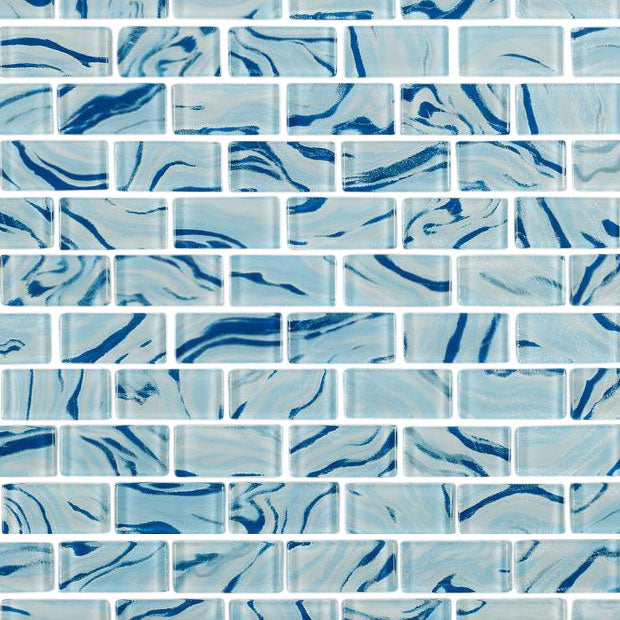 High Tide Sky Blue 1x2 Glass Tile For Kitchens and Pools