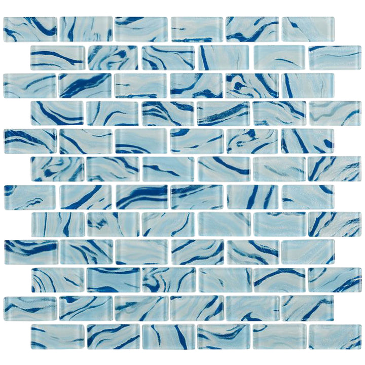 High Tide Sky Blue 1x2 Glass Tile for Pool and Kitchen