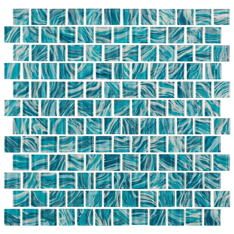 High Tide Teal 1x1 Swimming Pool Glass Tile and Backsplash