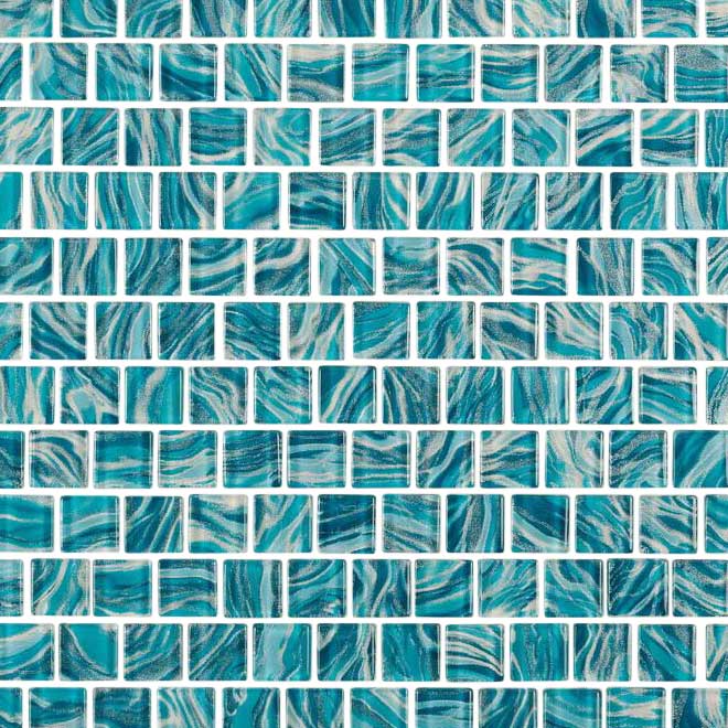 High Tide Teal 1x1 Waterline Glass Swimming Pool Tile