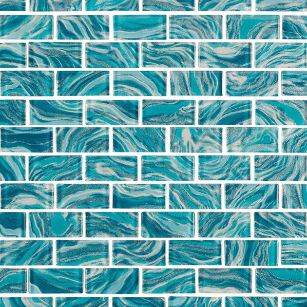 High Tide Teal 1x2 Glass Tile for Waterlines and Kitchens