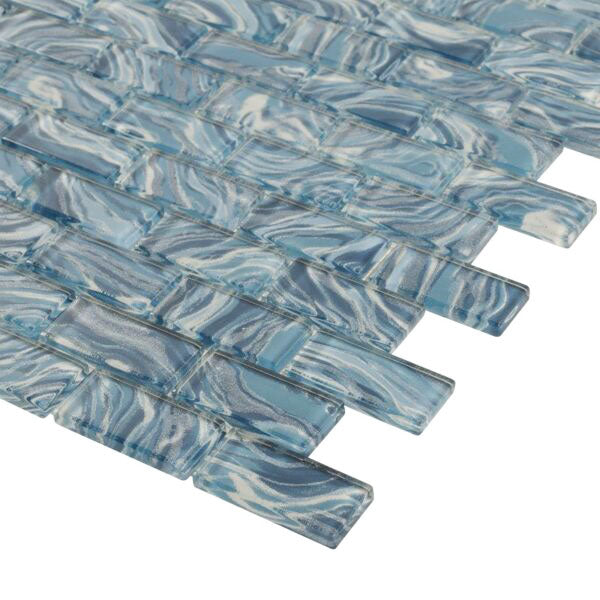High Tide Teal 1x2 Glass Tile