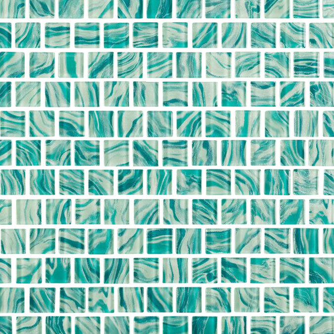 High Tide Turquoise 1x1 Glass Pool Tile and Backsplash