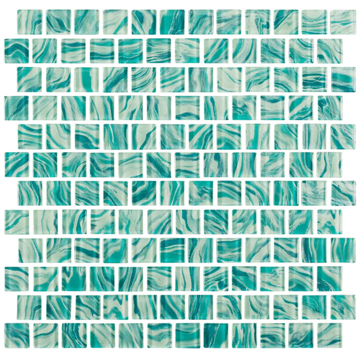 High Tide Turquoise 1x1 Waterline Glass Swimming Pool Tile