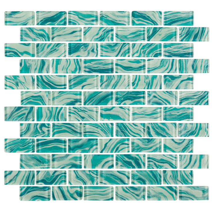 High Tide Turquoise 1x2 Glass Tile for Pools and Kitchens