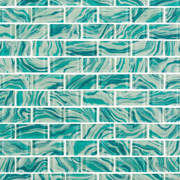 High Tide Turquoise 1x2 Glass Tile for Waterlines and Backsplashes