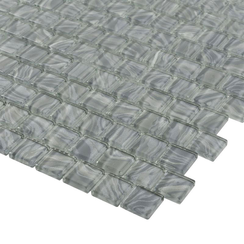 High Tide Gray 1" x 1" Glass Pool Tile