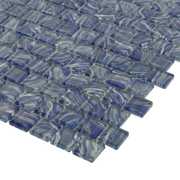 High Tide Navy 1" x 1" Waterline Glass Tile