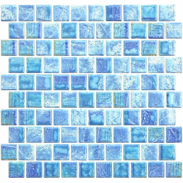 Icy Blue 1x1 Glossy Textured Porcelain Pool Tile