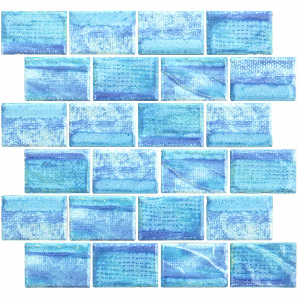 Icy Blue 2x3 Linear Textured Porcelain Pool Tile
