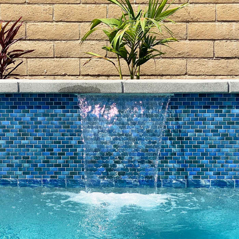 Indigo Blue 1x2 Matte Porcelain Tile on Raised Wall