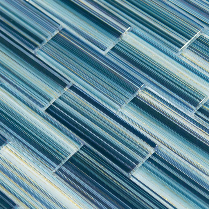 Close-up of blue and green glass mosaic tiles