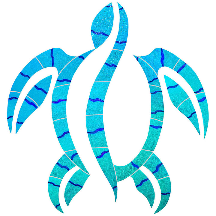 Blue and white tribal-style designs on a white background