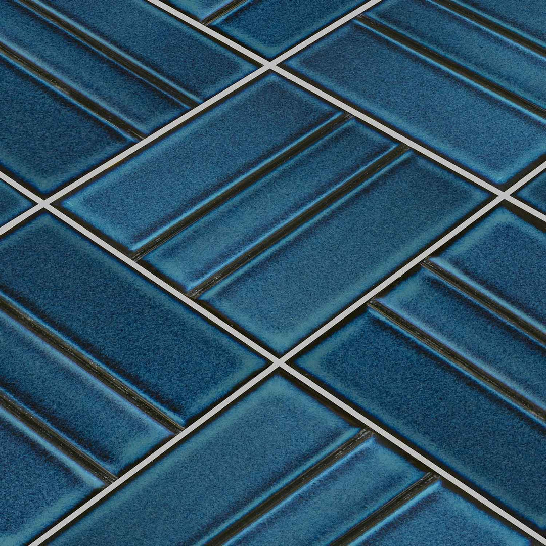 Kawara Tetsukon Blue Relief 6x6 Pool Porcelain Tile