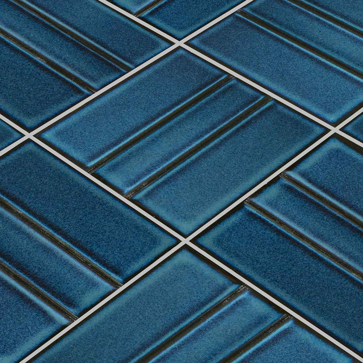 Kawara Tetsukon Blue Relief 6x6 Pool Porcelain Tile