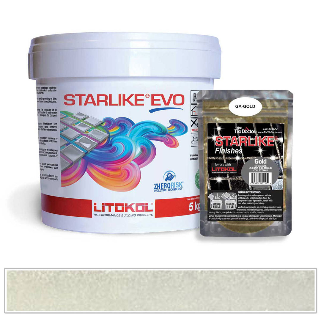 Litokol Starlike EVO 125 Gray Cement Gold Shimmer Tile Grout by AquaTiles