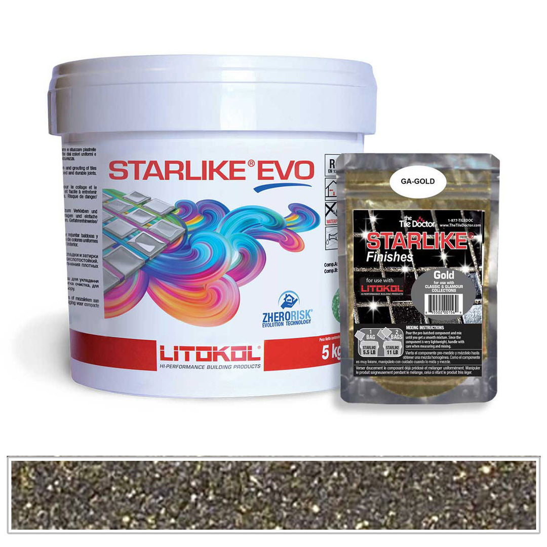 Litokol Starlike EVO 140 Nero Grafite Gold Shimmer Tile Grout by AquaTiles