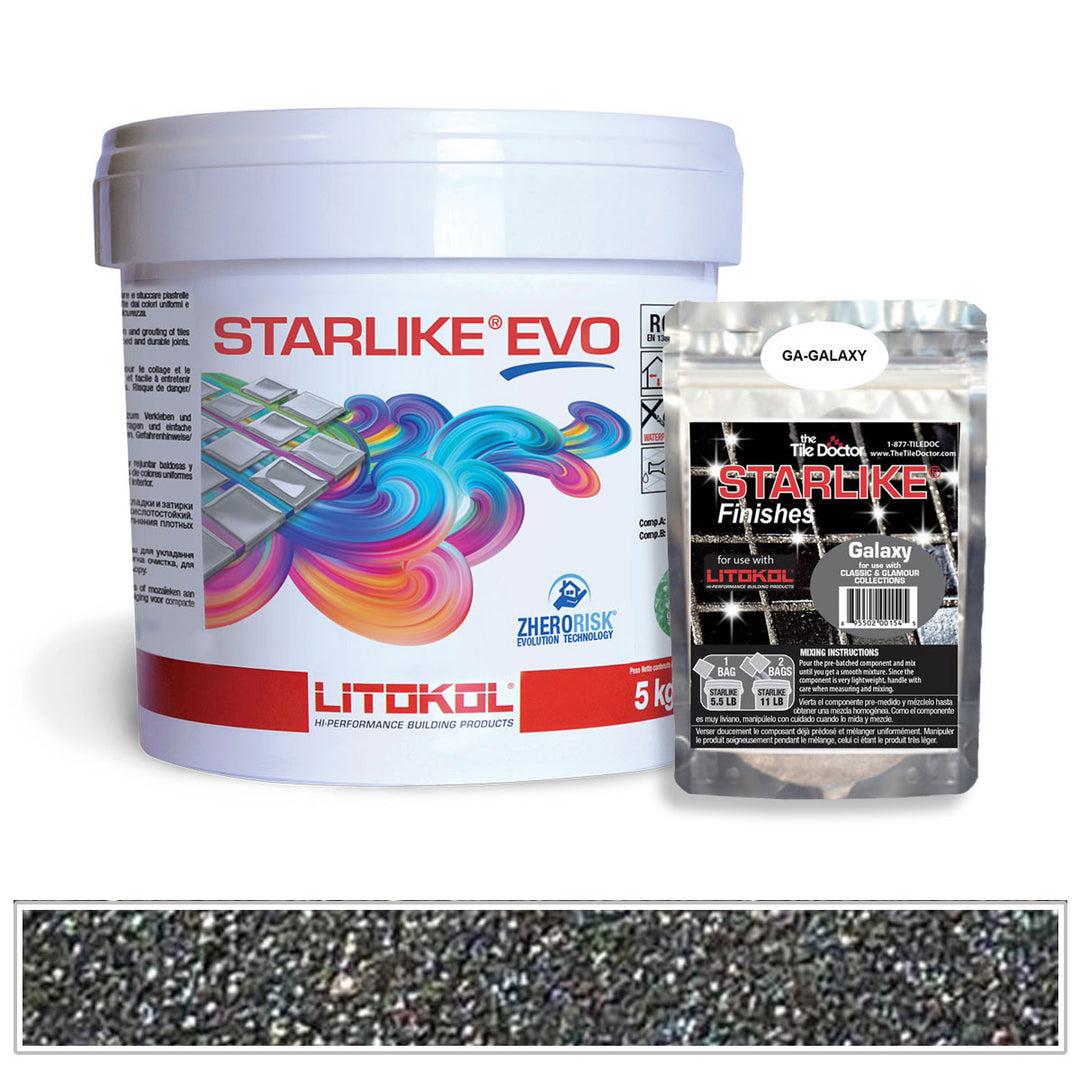 Litokol Starlike EVO 145 Carbon Black Galaxy Shimmer Tile Grout by AquaTiles