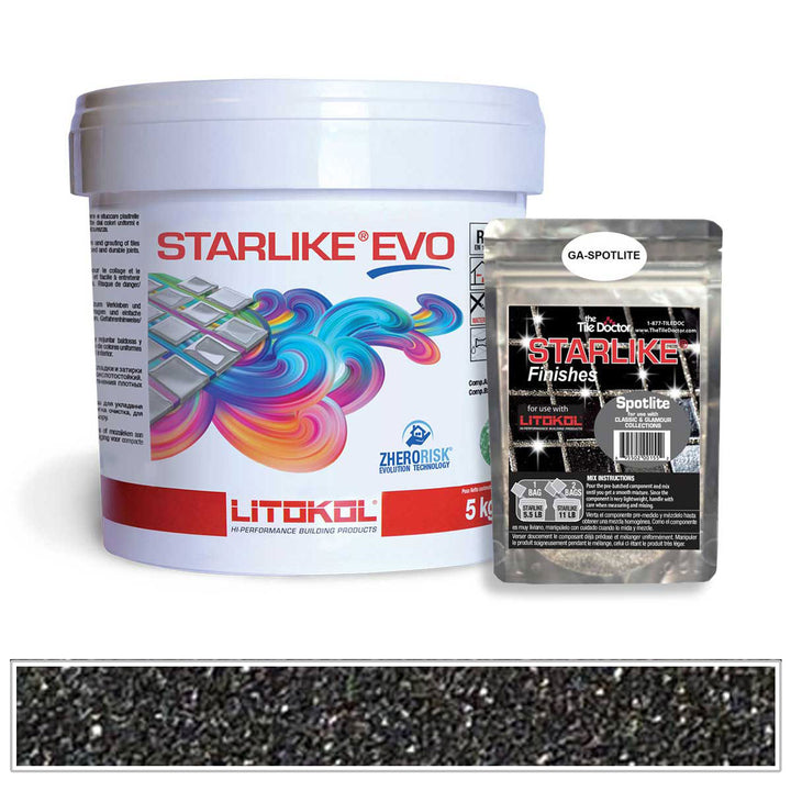 Litokol Starlike EVO 145 Carbon Black Spotlight Shimmer Tile Grout by AquaTiles