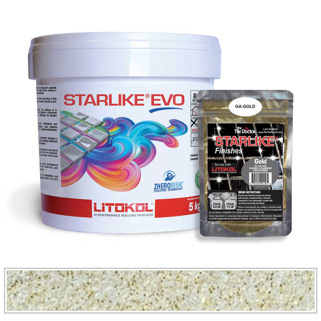 Litokol Starlike EVO 300 Pastel Blue Gold Shimmer Tile Grout by AquaTiles