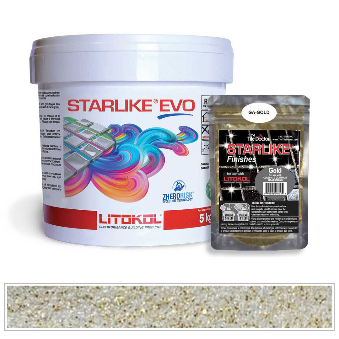 Litokol Starlike EVO 310 Powder Blue Gold Shimmer Tile Grout by AquaTiles