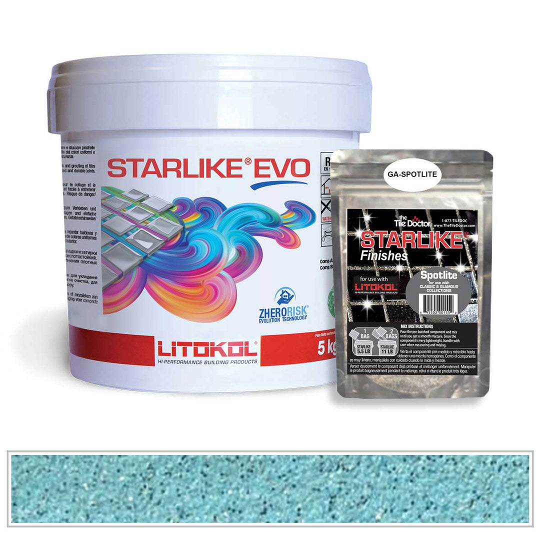 Litokol Starlike EVO 320 Caribbean Blue Spotlight Shimmer Tile Grout by AquaTiles