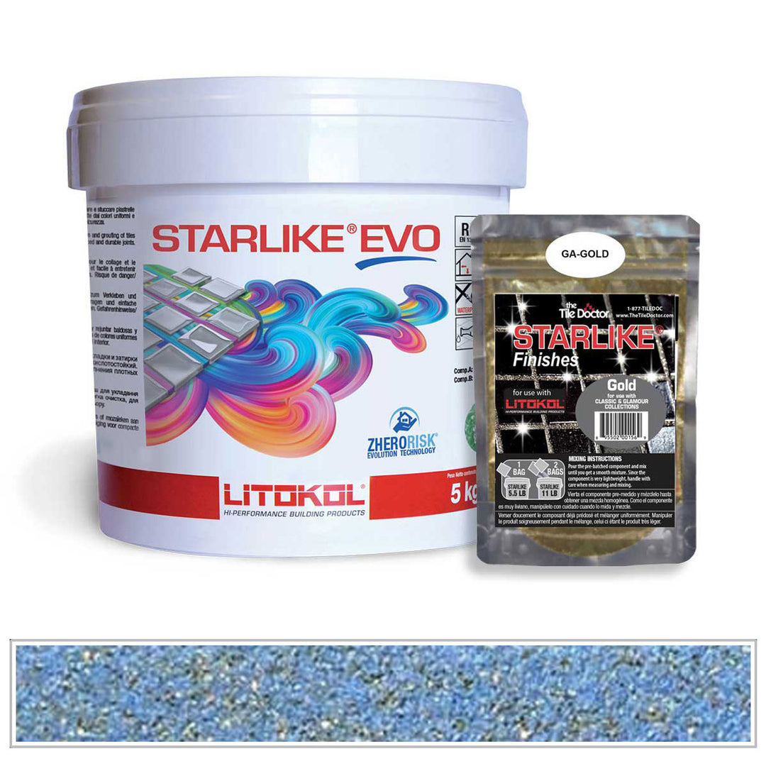 Litokol Starlike EVO 330 Aviation Blue Gold Shimmer Tile Grout by AquaTiles
