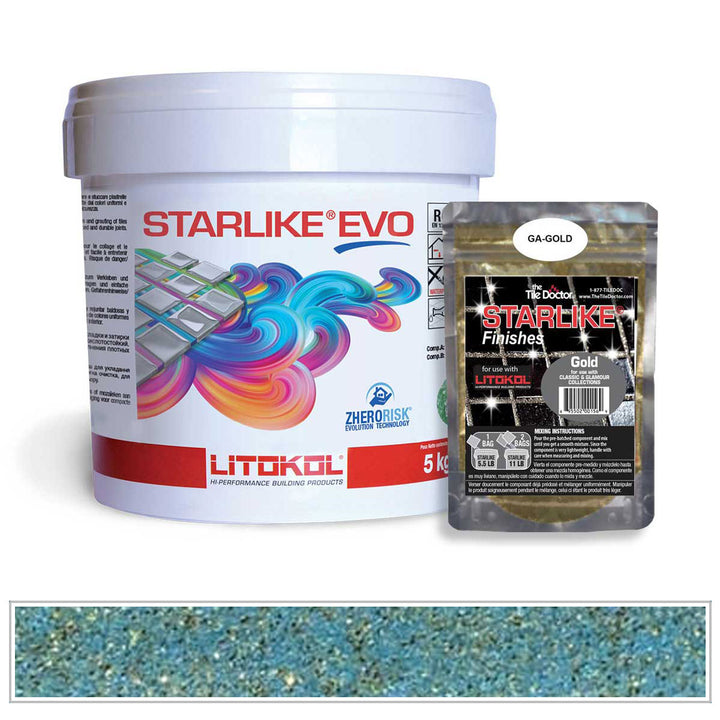 Litokol Starlike EVO 340 Denim Blue Gold Shimmer Tile Grout by AquaTiles
