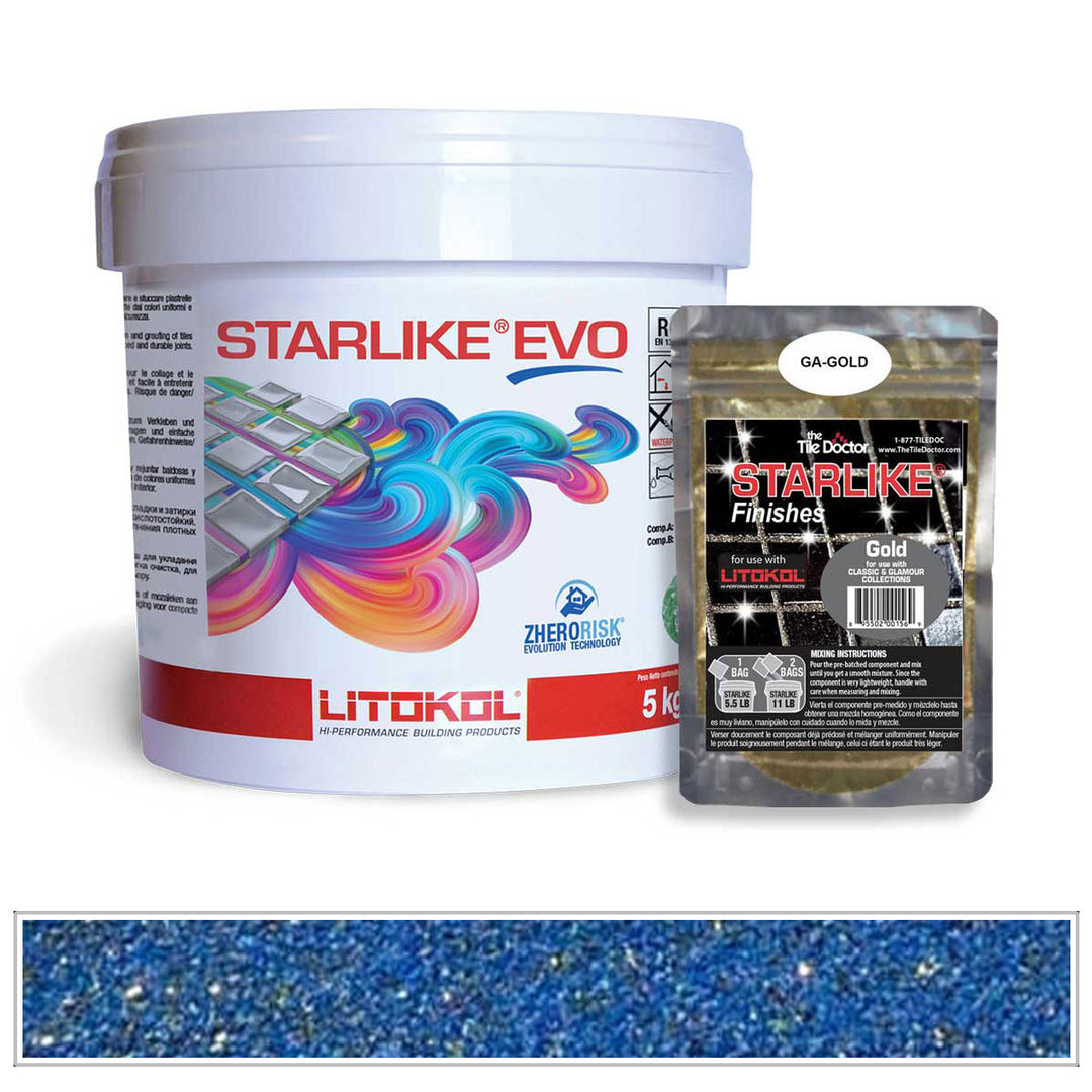 Litokol Starlike EVO 350 Sapphire Blue Gold Shimmer Tile Grout by AquaTiles