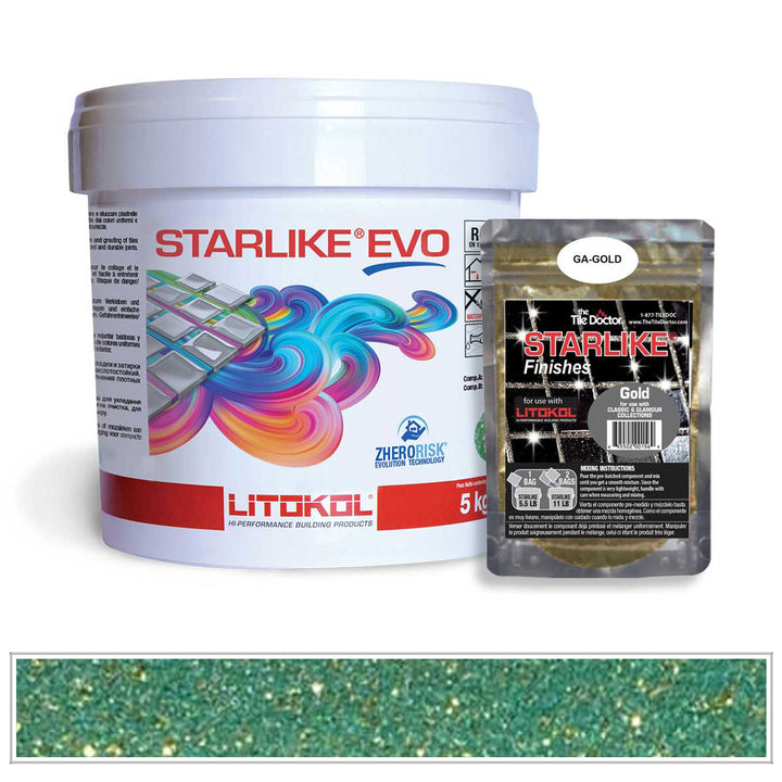 Litokol Starlike EVO 430 Green Grass Gold Shimmer Tile Grout by AquaTiles