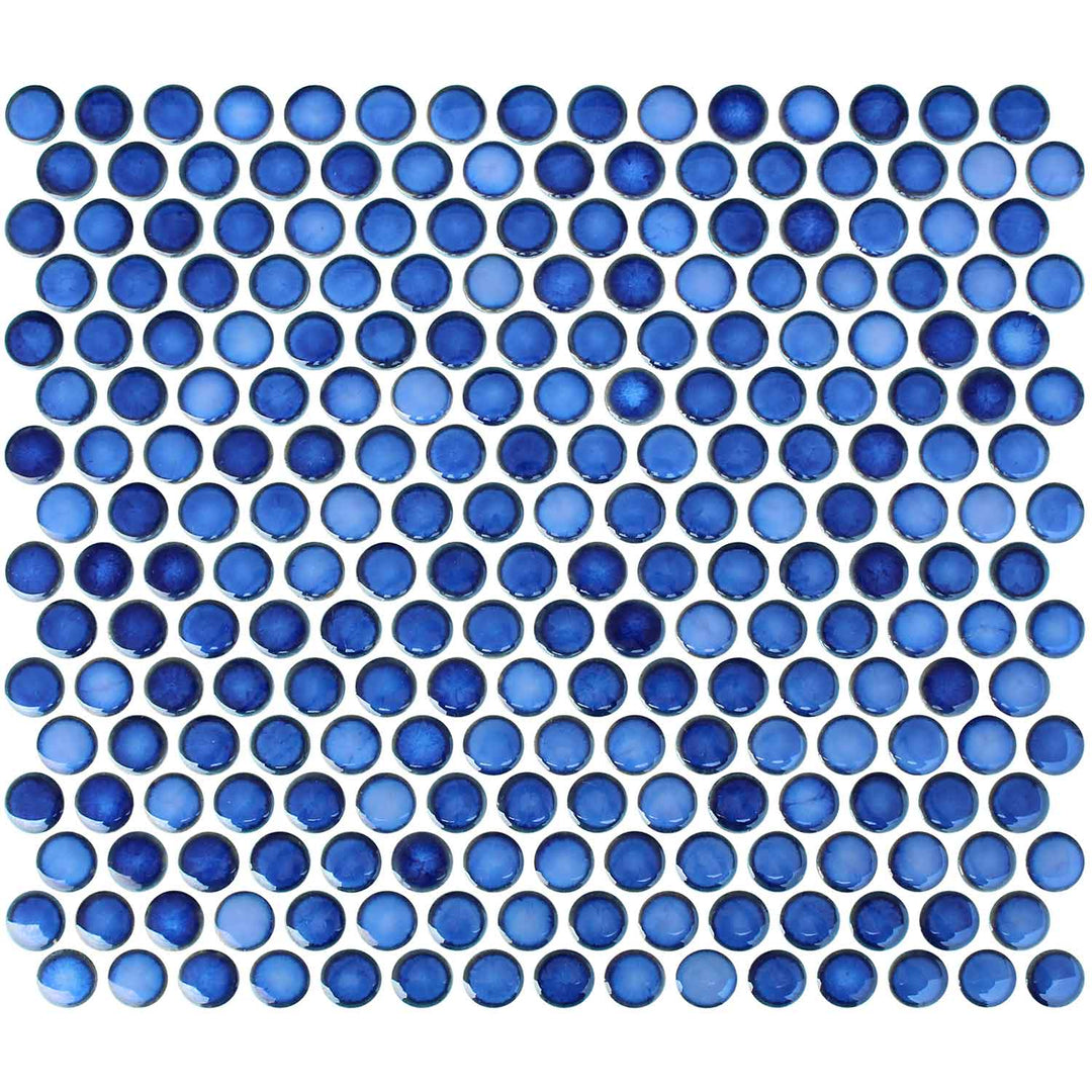 Marble Blue Penny Round Porcelain Tile Mosaics