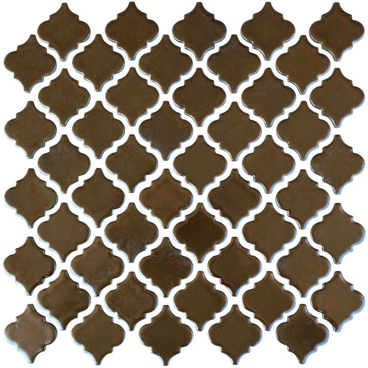 Metallic Brown Arabesque 2x2 Porcelain Tiles