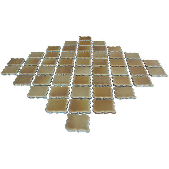 Metallic Gold Arabesque Lantern 2x2 Porcelain Tiles