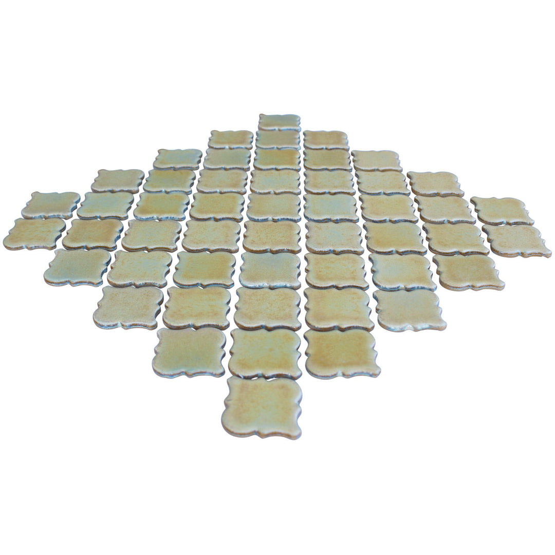 Metallic Pearl Arabesque Lantern 2x2 Porcelain Tiles